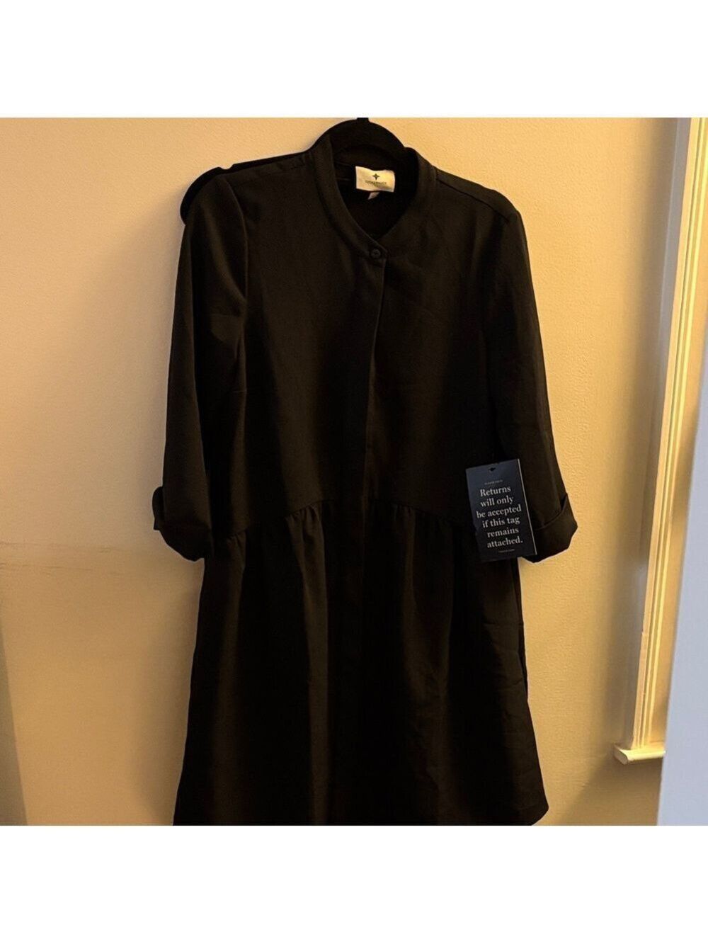Elegant Black Women's button up shirtdress